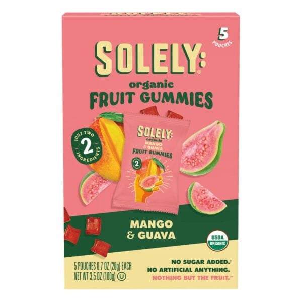 Solely Organic Mango & Guava Fruit Gummies 3.5 OZ (5 Pouches)
