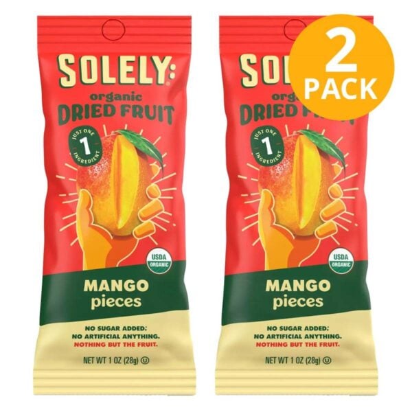 Solely Organic Mango Dried Fruit Pieces 1 OZ (Pack de 2)