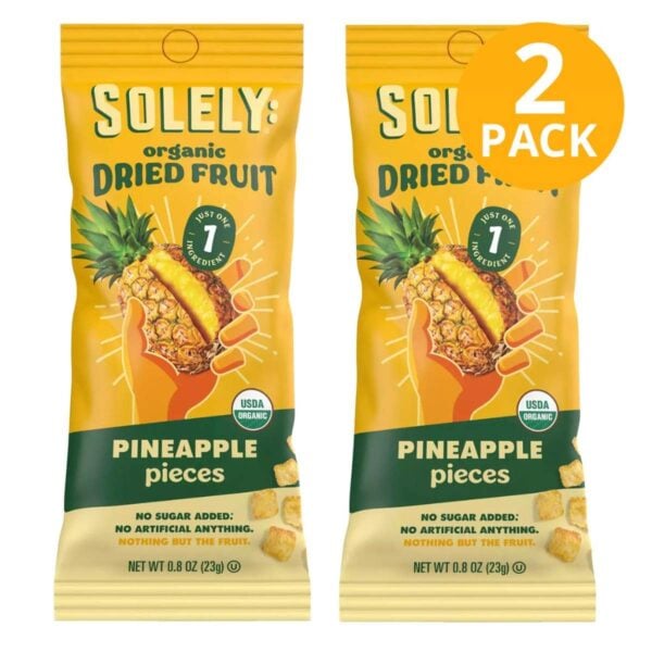 Solely Organic Pineapple Dried Fruit Pieces 0.8 OZ (Pack de 2)