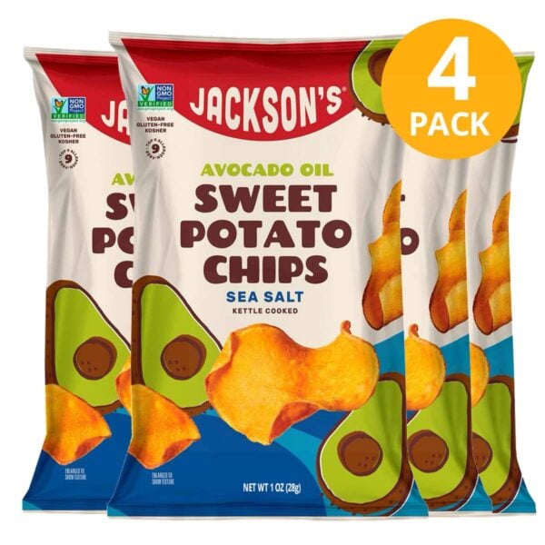 Jackson's Sweet Potato Chips Sea Salt, Jackson's 1 OZ (Pack de 4)