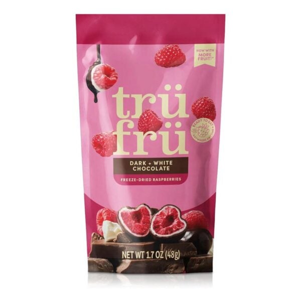 Tru Fru Raspberries in White & Dark Chocolate, 1.7 OZ