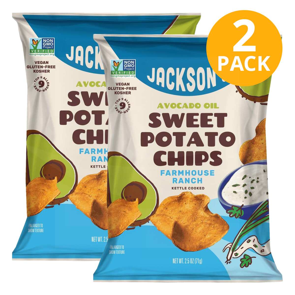 Jackson's Sweet Potato Chips Farmhouse Ranch, 2 Jackson's Sweet Potato Chips Farmhouse Ranch, 2.5 OZ (Pack de 2)