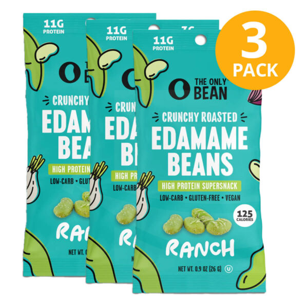 Edamame Beans Crunchy Roasted, Ranch, The Only Bean, 0.9 OZ (Pack de 3)