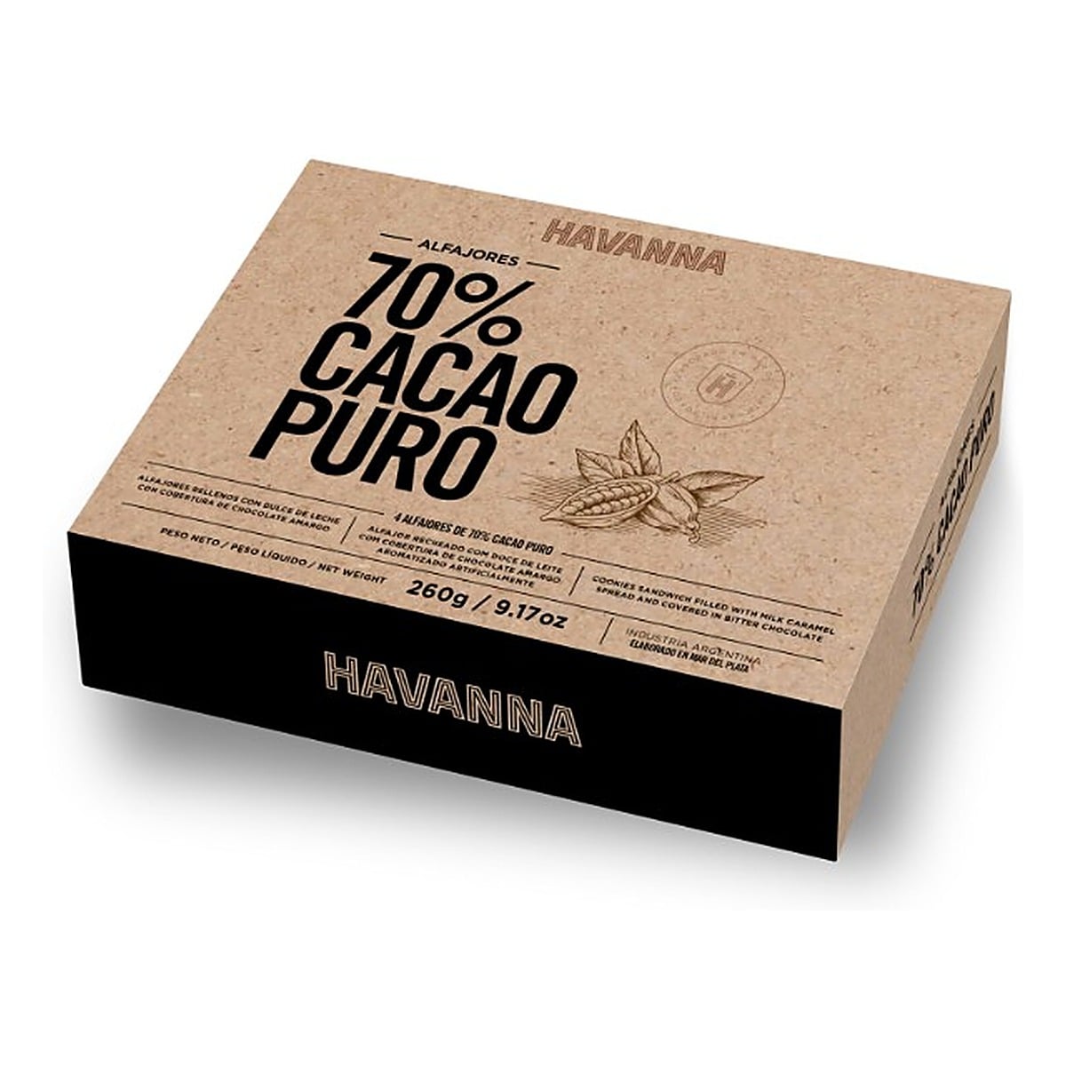 Havanna Alfajores de 70% Cacao Puro, 260 gr (4 Unidades) 1 Havanna Alfajores de 70% Cacao Puro, 260 gr (4 Unidades)