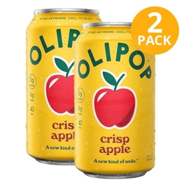 Olipop Crisp Apple, Soda Prebiótica, 12 OZ (Pack de 2)