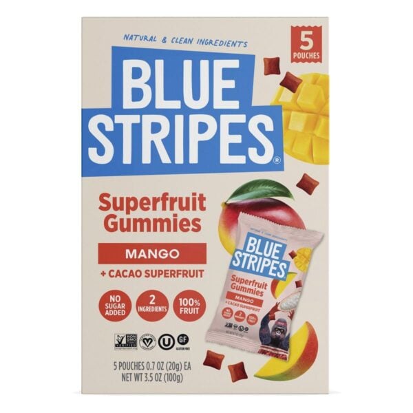 Blue Stripes Superfruit Gummies, Mango & Cacao, 3.5 OZ (5 Pouches)