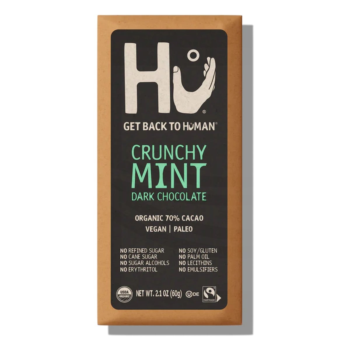 850180006022 Hu Chocolate Bar, Crunchy Mint Dark Chocolate 70% Cacao 2.1 OZ - Imagen 1