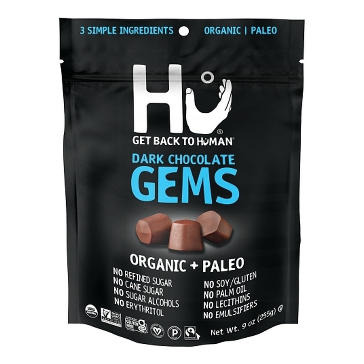 Hu Chocolate Gems, Dark Chocolate, 9 OZ 1 Hu Chocolate Gems, Dark Chocolate, 9 OZ