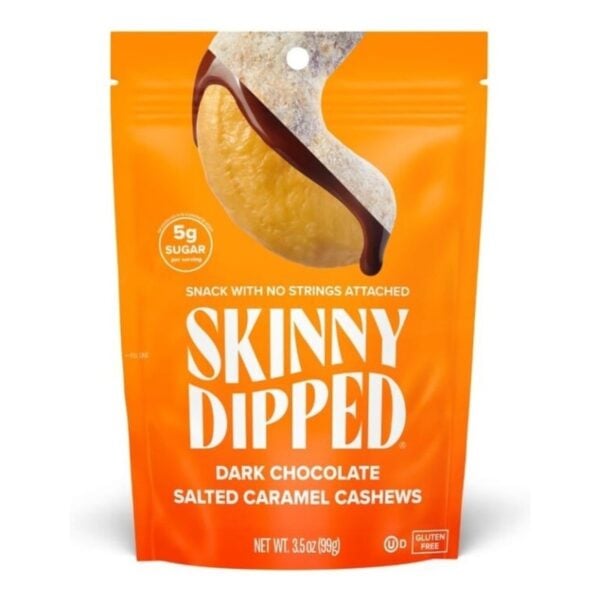 SkinnyDipped Dark Chocolate Salted Caramel Cashews, 3.5 OZ