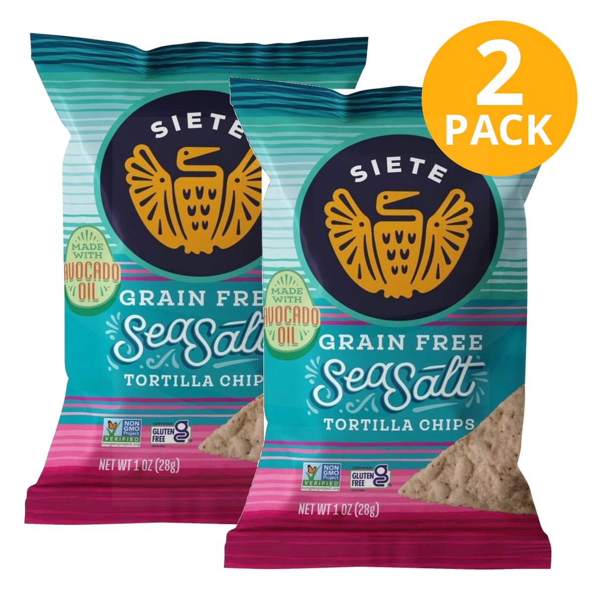 Siete Sea Salt, Tortilla Chips, 1 OZ (Pack de 2) 1 Siete Sea Salt, Tortilla Chips, 1 OZ (Pack de 2)