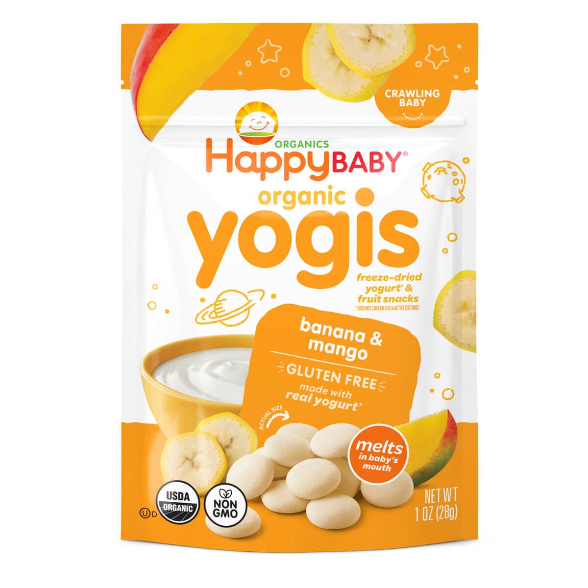 852697001491 Happy Baby Organic Yogis Banana & Mango, 28 gr - Imagen 1