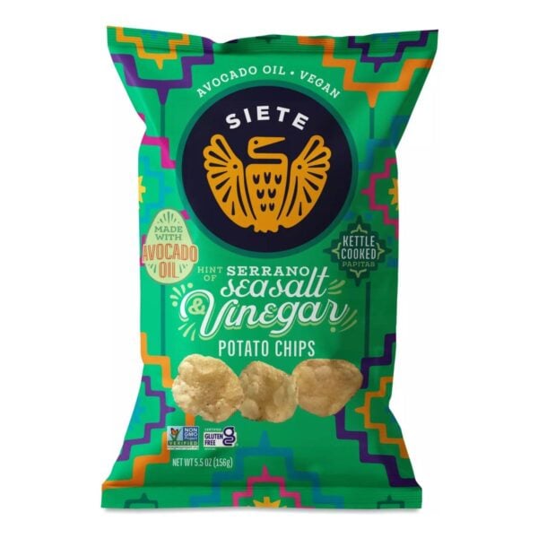 Siete Sea Salt & Vinegar, Hint of Serrano, Kettle Potato Chips, 5.5 OZ
