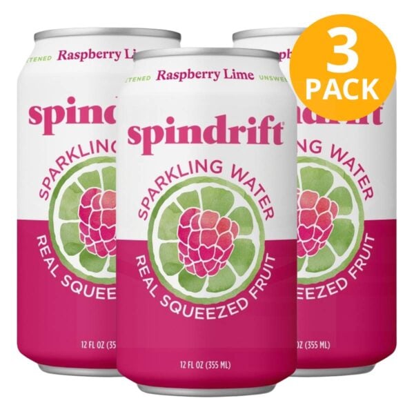 Spindrift Raspberry Lime, Agua con Gas, 12 OZ (Pack de 3)