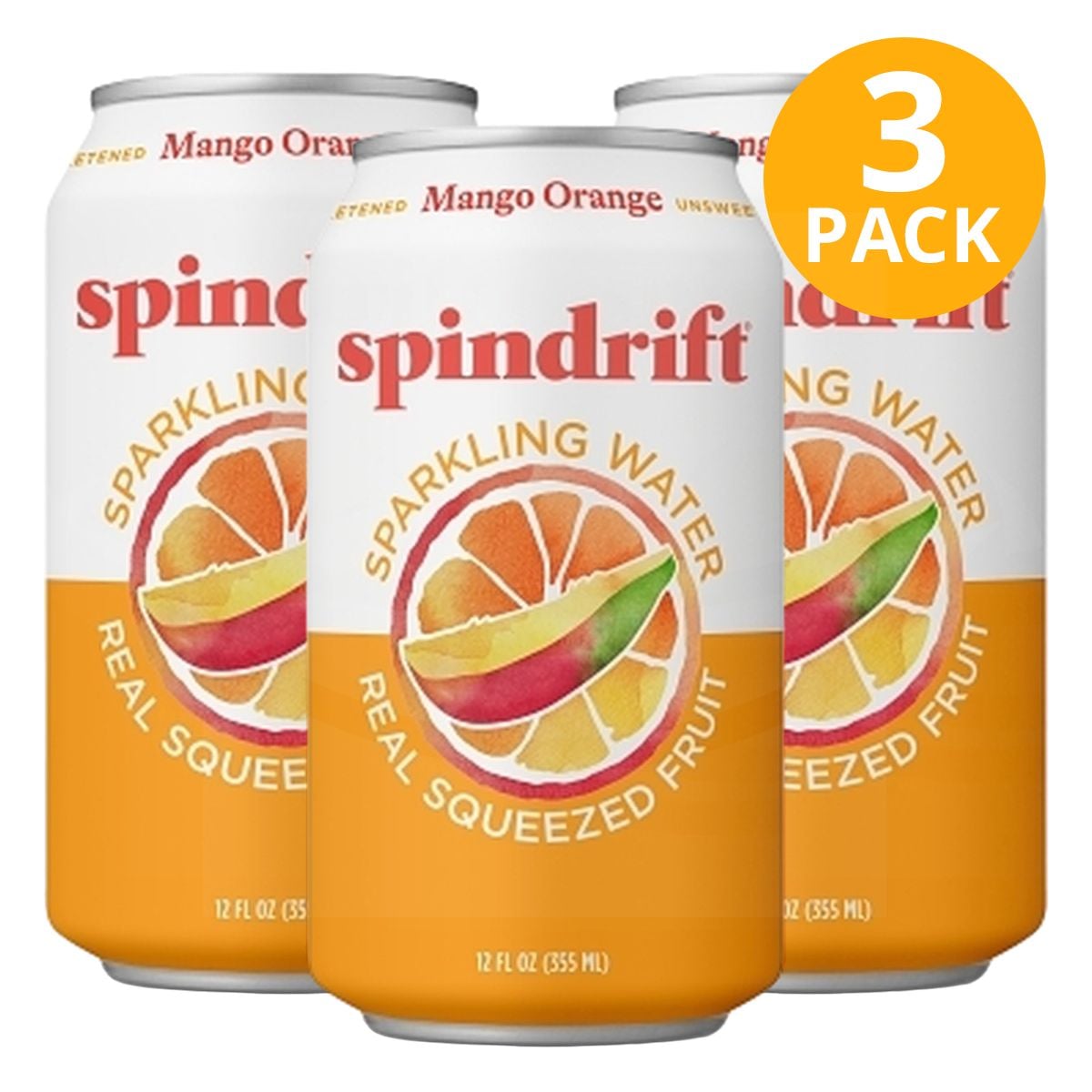 Spindrift Mango Orange, Agua con Gas, 12 OZ (Pack de 3) 1 Spindrift Mango Orange, Agua con Gas, 12 OZ (Pack de 3)