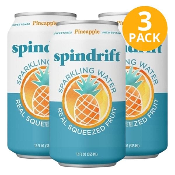 Spindrift Pineapple, Agua con Gas, 12 OZ (Pack de 3)