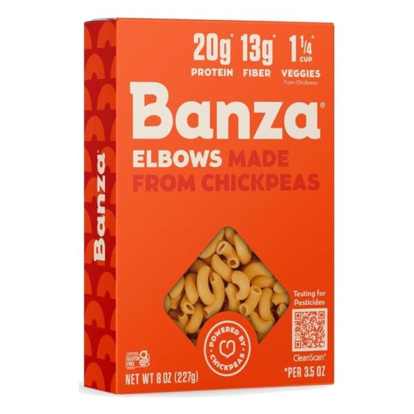 Banza Elbows, Chickpea Pasta 20 gr Proteína 8 OZ