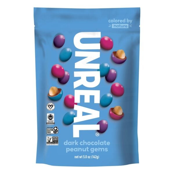 Unreal Candy Coated Dark Chocolate Peanuts, 5 OZ