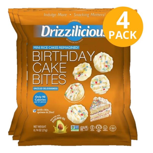 Drizzilicious Birthday Cake Bites, 0.74 OZ (Pack de 4)