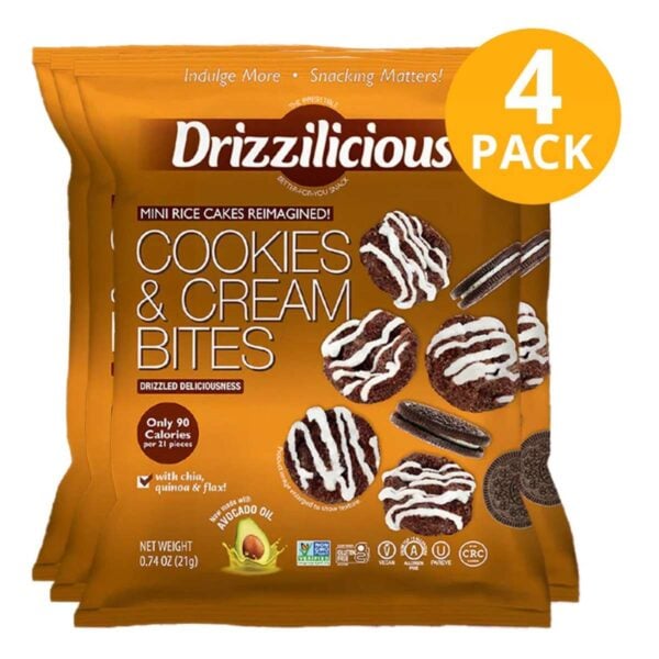 Drizzilicious Cookies & Cream Bites, 0.74 OZ (Pack de 4)