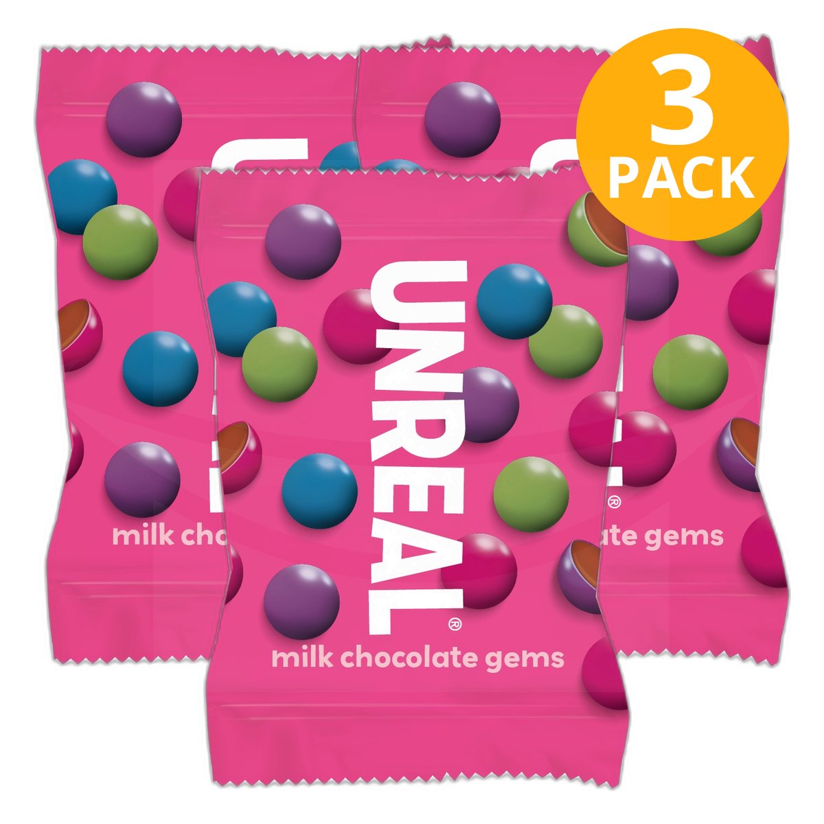 Unreal Milk Chocolate Gems, 0.4 OZ (Pack de 3)