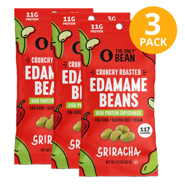 Edamame Beans Crunchy Roasted, Sriracha, The Only Bean, 0.9 OZ (Pack de 3)