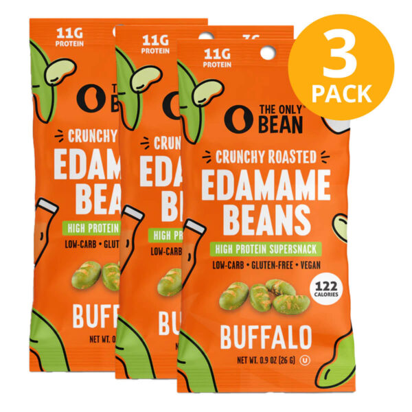 Edamame Beans Crunchy Roasted, Buffalo, The Only Bean, 0.9 OZ (Pack de 3)