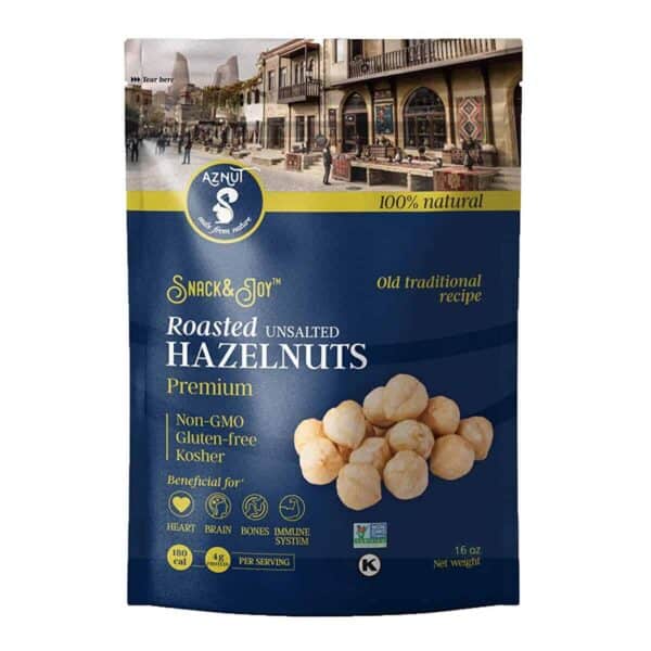 Avellanas Tostadas, Aznut Premium Roasted Hazelnuts Unsalted, 16 OZ