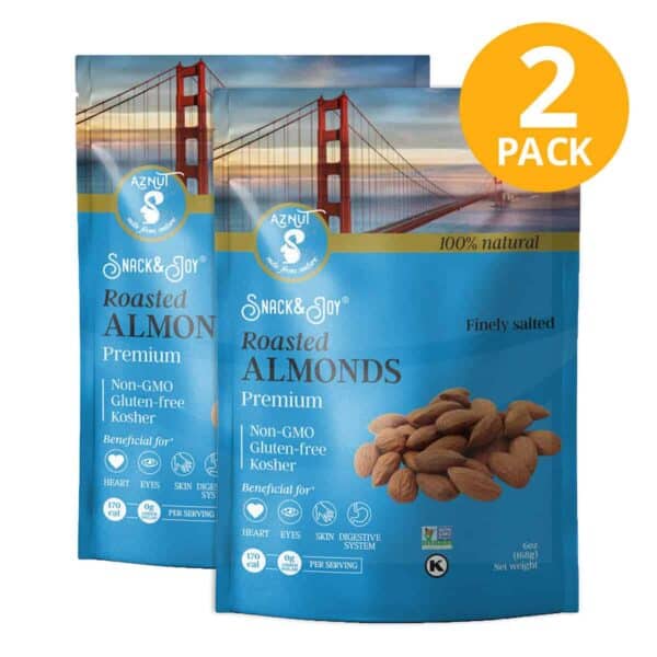 Almedras Tostadas, Aznut Premium Roasted Almonds, 6 OZ (Pack de 2)