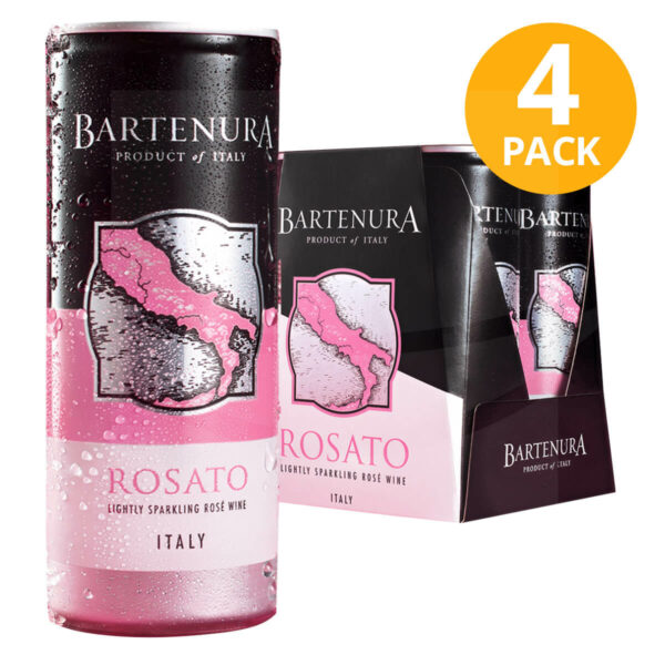 Bartenura Rosato, Vino Rosé, Lata 250 ml (Pack de 4)