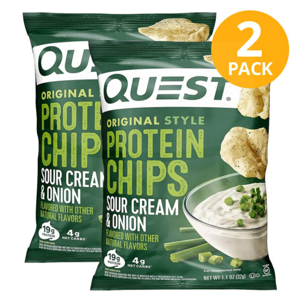 Quest Protein Chips, Sour Cream & Onion, 1.1 OZ (Pack de 2)