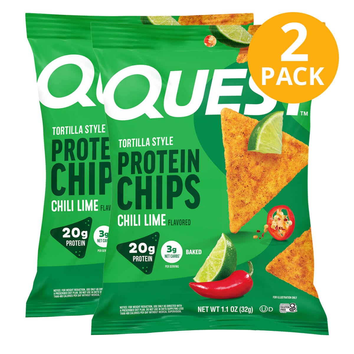 888849006656 Quest Protein Chips, Chili Lime, 1.1 OZ (Pack de 2) - Imagen 1