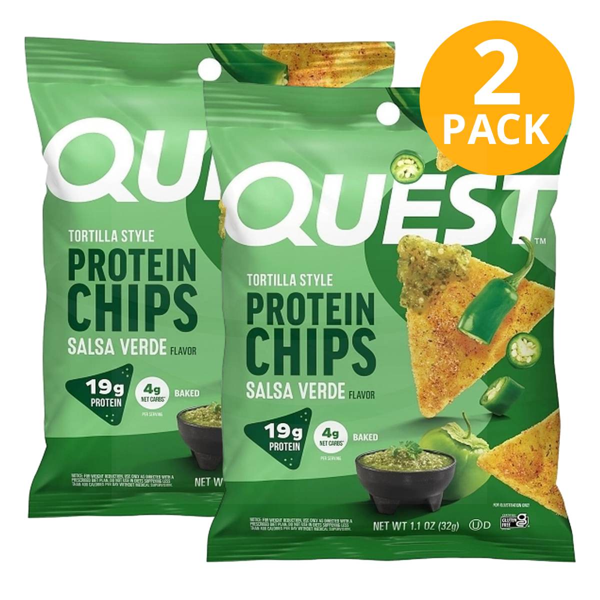 Quest Protein Chips, Salsa Verde, 1 Quest Protein Chips, Salsa Verde, 1.1 OZ (Pack de 2)