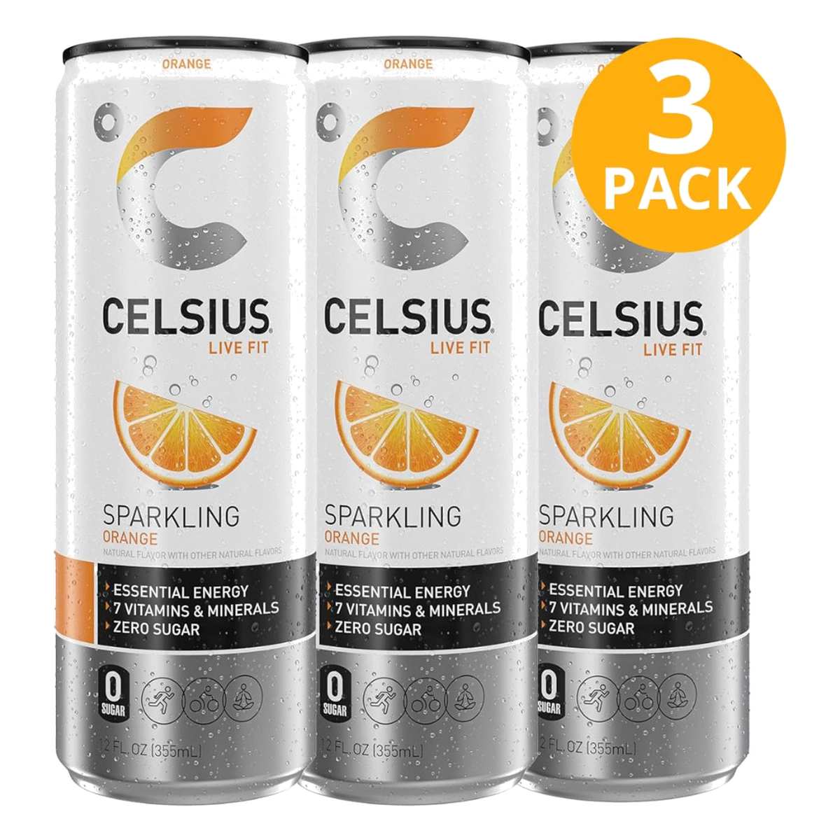 Celsius Sparkling Orange, 355 ml (Pack de 3) 1 Celsius Sparkling Orange, 355 ml (Pack de 3)