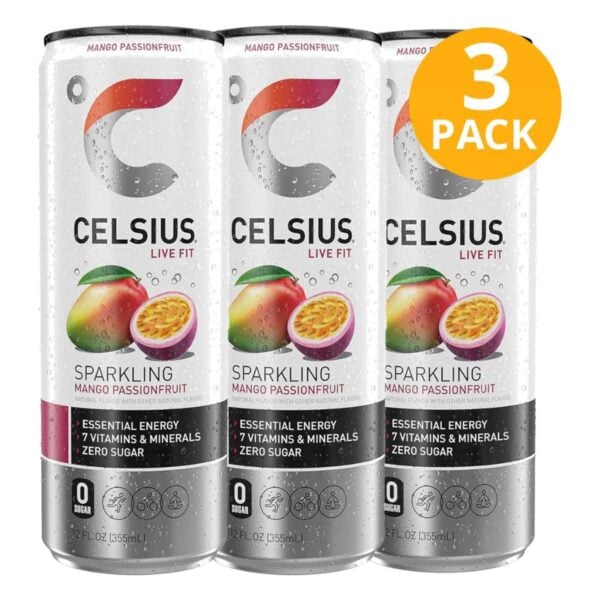 Celsius Sparkling Mango Passionfruit, 355 ml (Pack de 3)