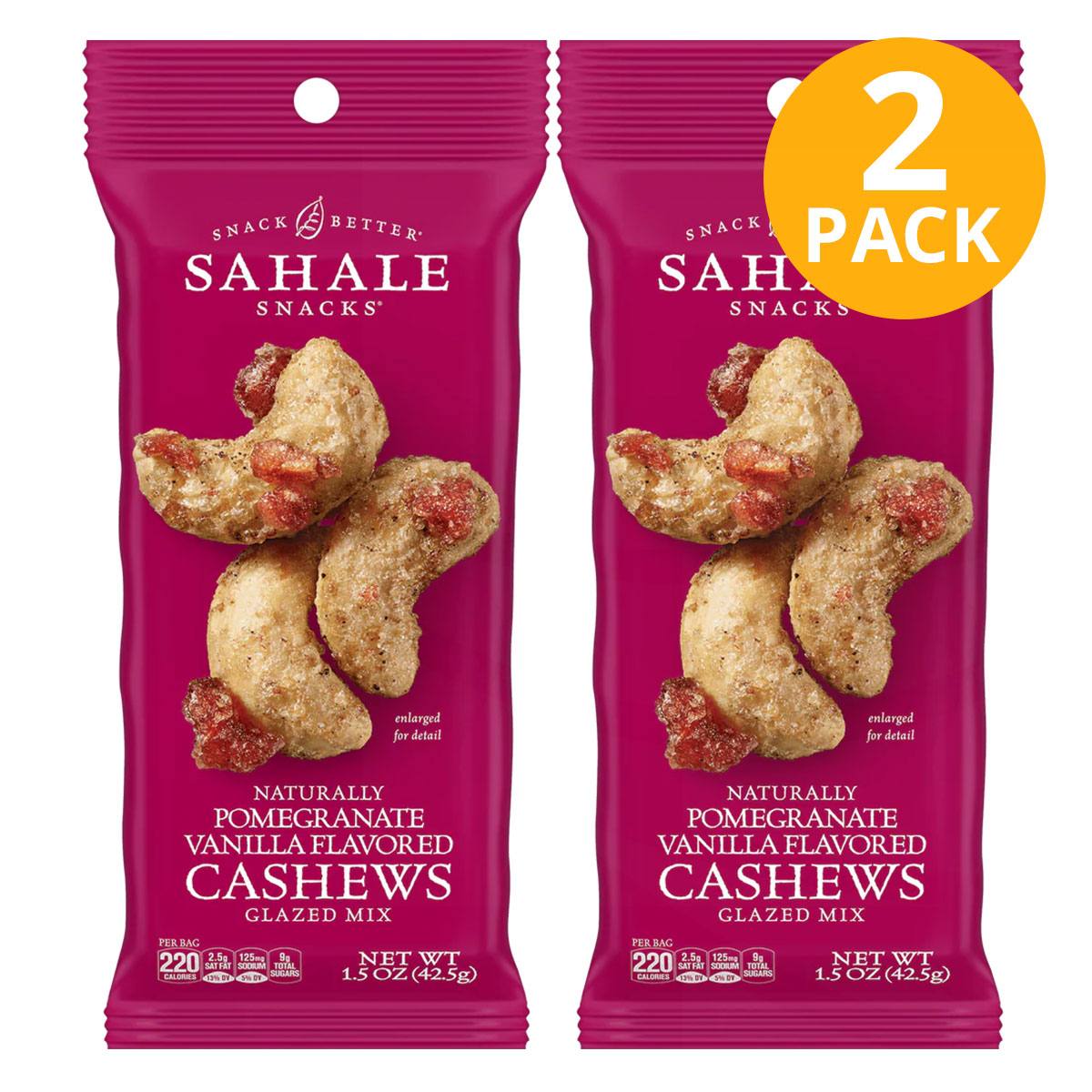 Sahale Snacks Cashews, Pomegranate Vanilla, 1 Sahale Snacks Cashews, Pomegranate Vanilla, 1.5 OZ (Pack de 2)