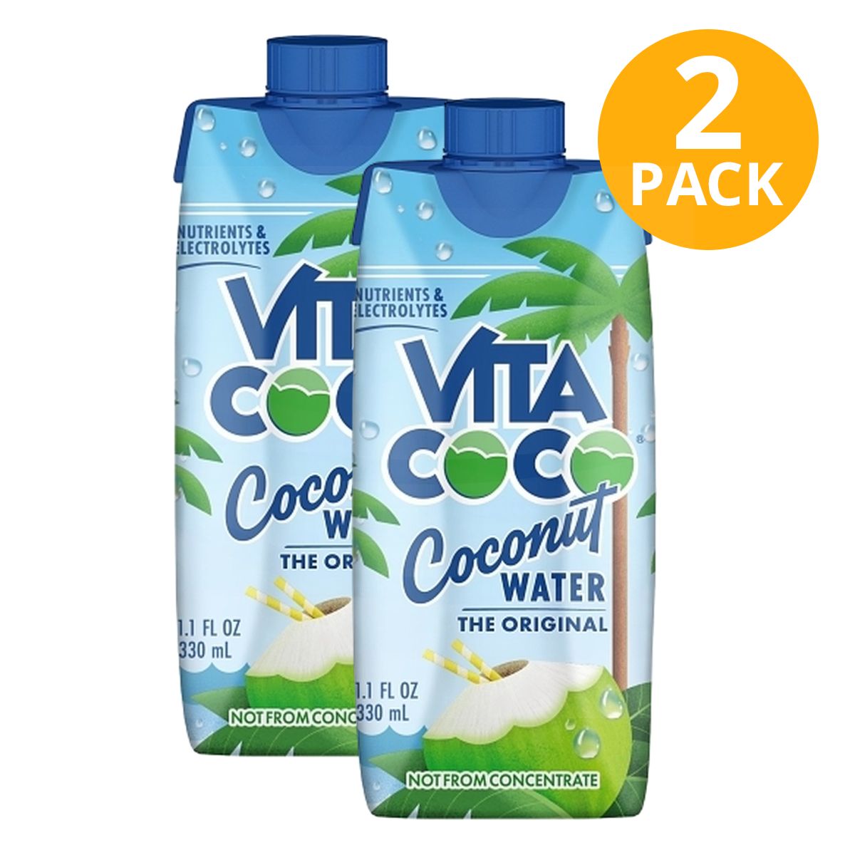 Vita Coco Agua de Coco Pure, 330 ml (Pack de 2)