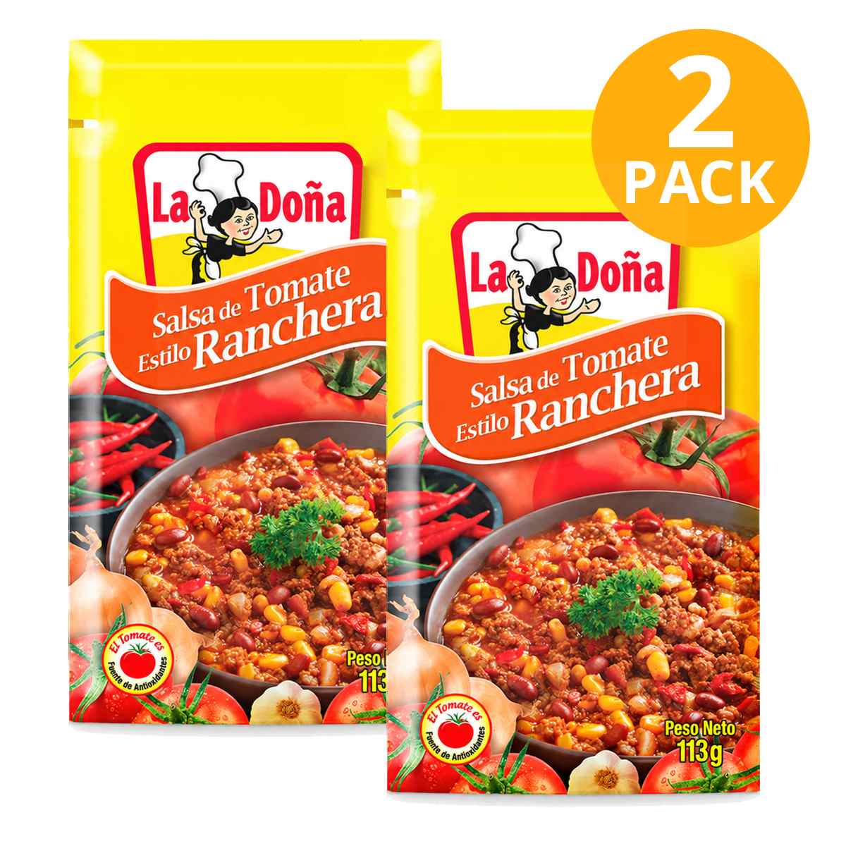 Salsa de Tomate Ranchera La Doña, 113 gr (Pack de 2)