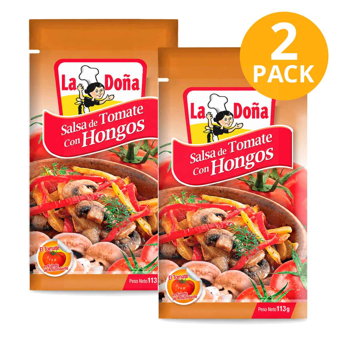 Salsa de Tomate con Hongos La Doña, 113 gr (Pack de 2)