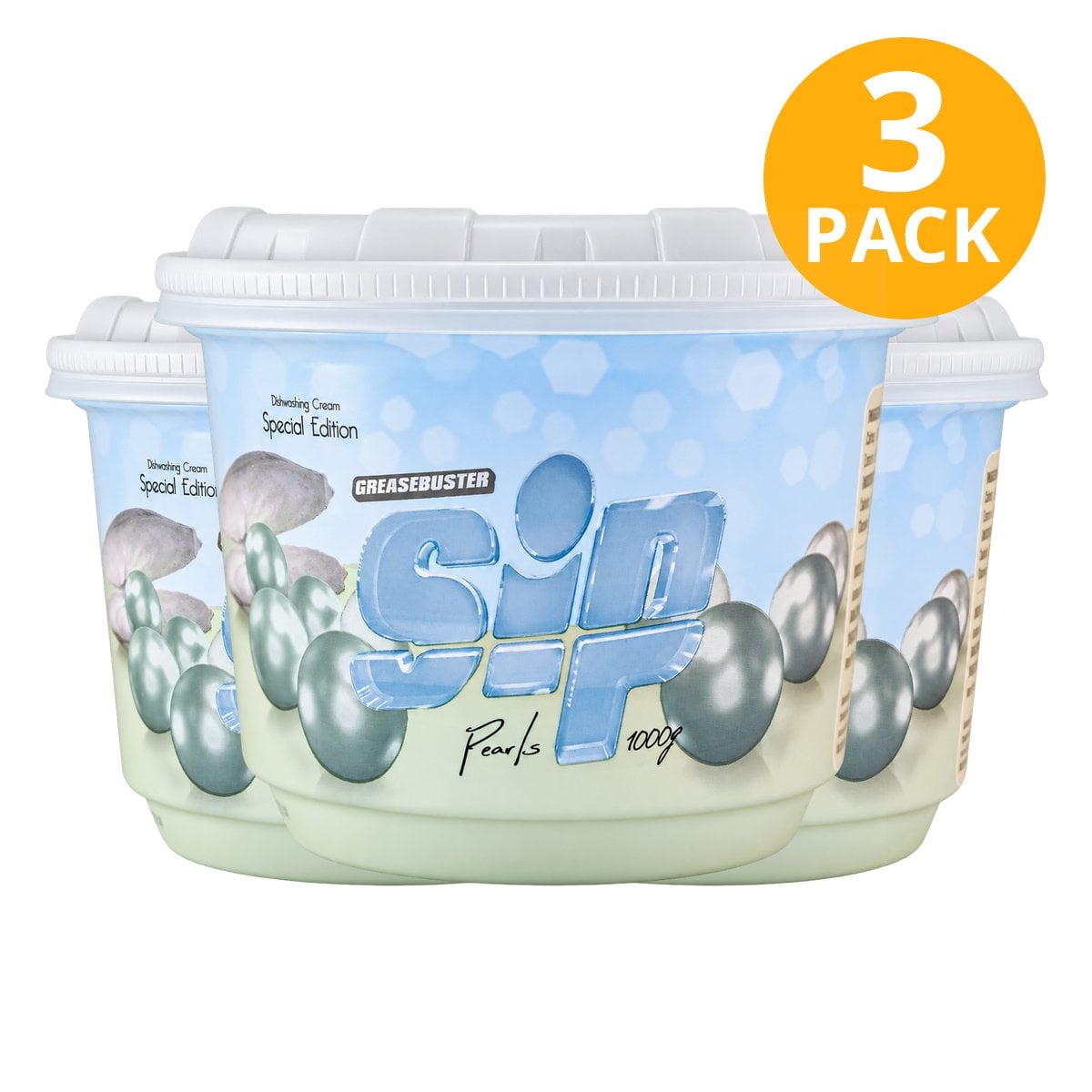 SIP Crema Lavaplatos Sacagrasa, Perlas, 1000 gr (Pack de 3)