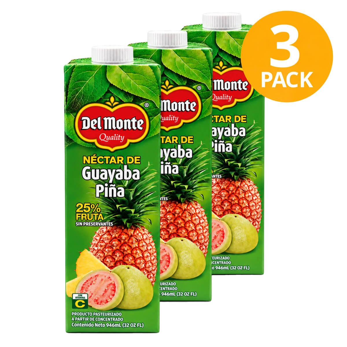 dddd Del Monte Néctar de Guayaba Piña 946 ml (Pack de 3) - Imagen 1
