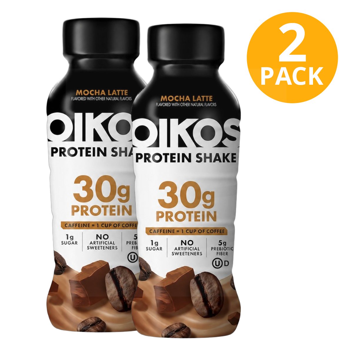 Oikos Protein Shake Mocha Latte, 30 gr Proteína 355 ml (Pack de 2)
