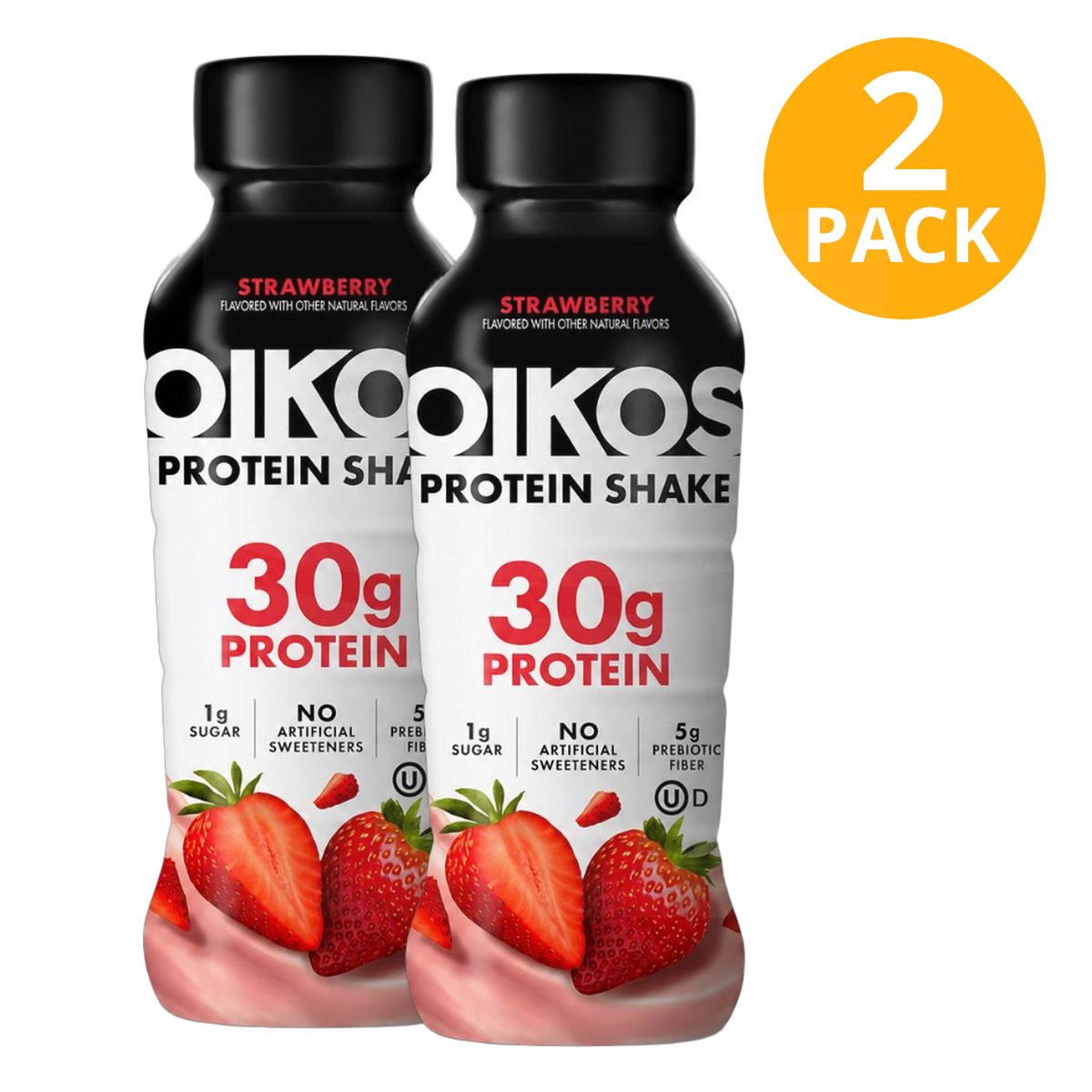 Oikos Protein Shake Strawberry, 30 gr Proteína 355 ml (Pack de 2)