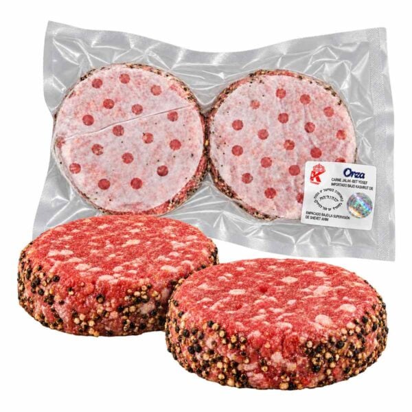 Onza Premium Burger Kosher Pepper, Hamburguesas de Res 100% Importada, 2 Unidades