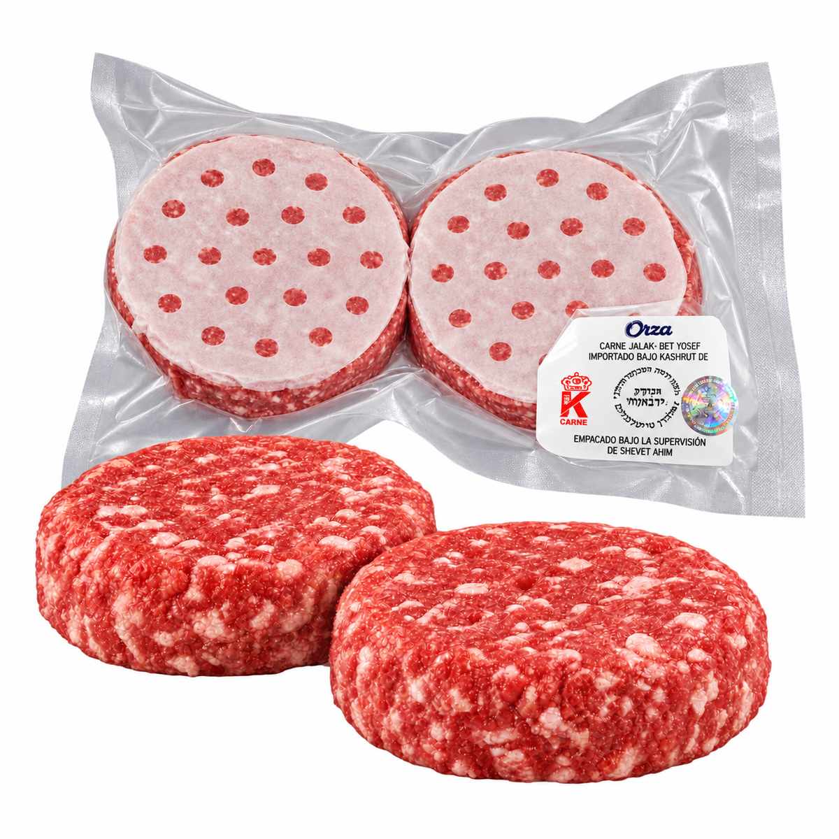 Onza Premium Burger Plain, Hamburguesas Kosher de Res 100% Importada, 2 Unidades