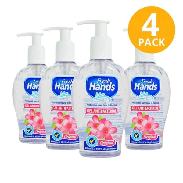 Fresh Hands Gel Antibacterial con Dispensador, Original, 8 OZ (Pack de 4)
