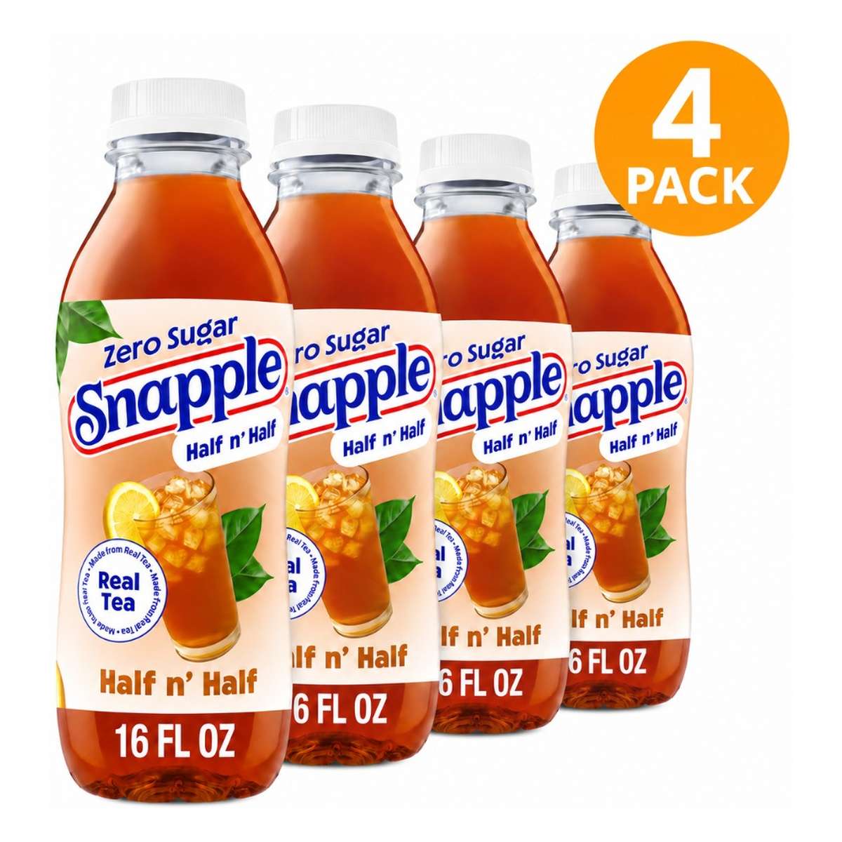 snapple_half_n_half Snapple Zero Sugar, Half n Half Iced Tea, 16 OZ (Pack de 4) - Imagen 1