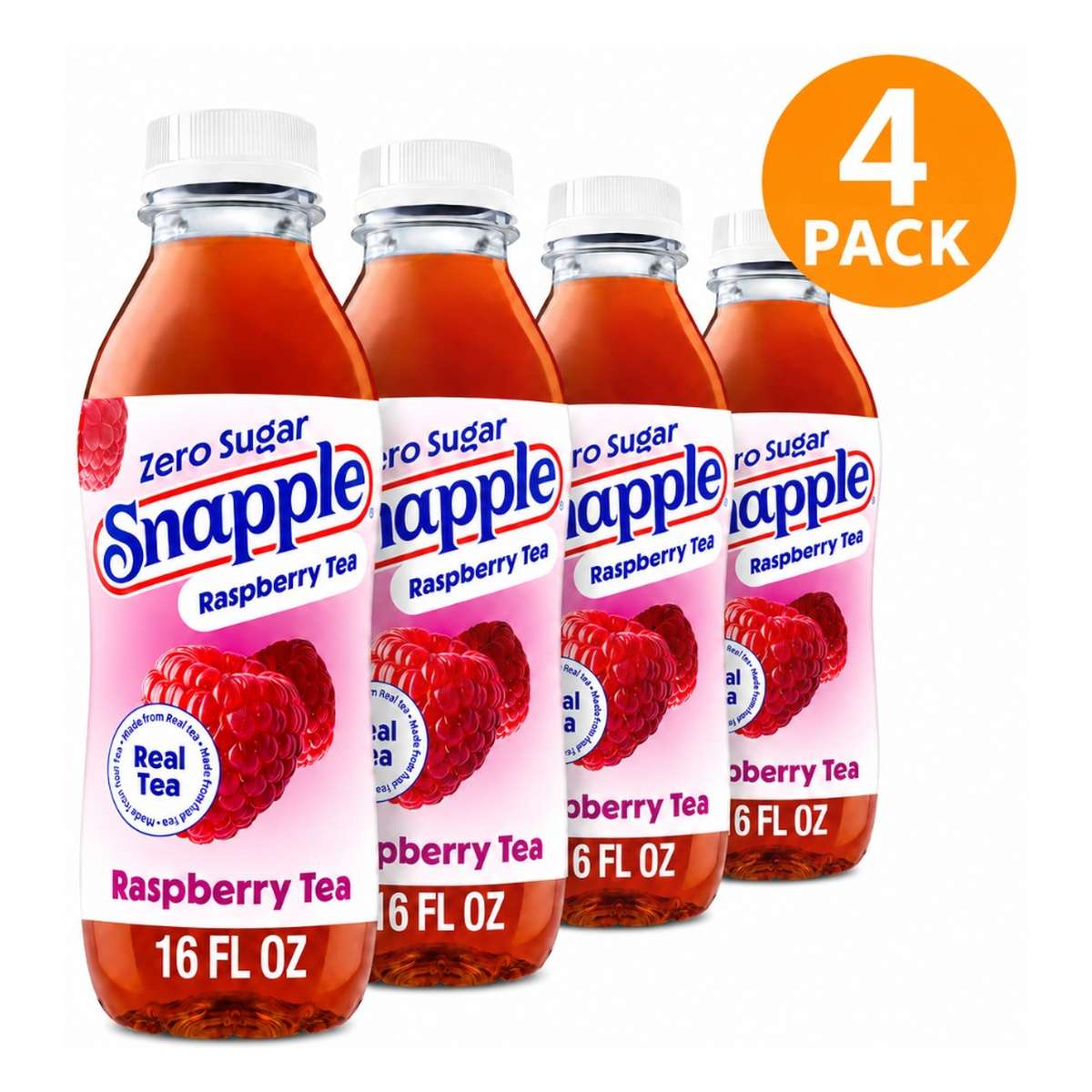snapple_raspberry_tea Snapple Zero Sugar, Raspberry Tea, 16 OZ (Pack de 4) - Imagen 1